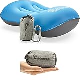 Wildernss Inflatable Camping Pillow + Ultralight Stuff Bag + Screw Locking Carabiner - Excellent Choice for Camping, Travel, Go Bags, Hiking Essentials or Backpacking Gear (Navy + Dark Gray)