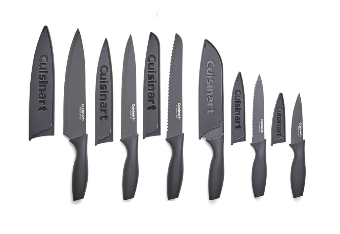 Cuisinart Knife Set, 12pc Ceramic Coated Knife Set with 6 Blades & 6 Blade Guards, Lightweight, Stainless Steel, Durable & Dishwasher Safe (Soft Black) Image