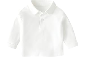 Toddler Baby Polo Shirt Long Sleeve Collared Button Down Casual Tops for Boys Girls Infant Plain Base Layer Pullover T-Shirts