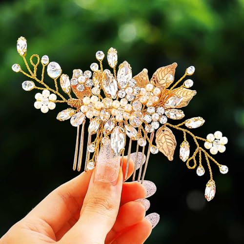 Gorais Leaf Pearl Wedding Hair Comb