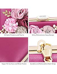 Bolso de mano para mujer, diseño de flores, para fiestas, bodas, cócteles, con perlas