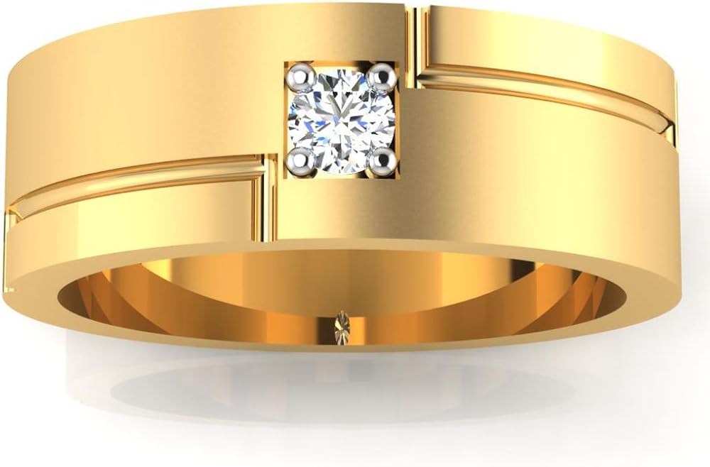 Hallmarked 14K Gold Mens Engagement Rings Certified 0.12Ct Natural