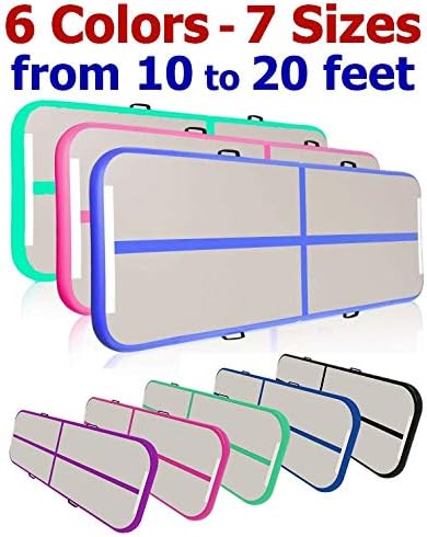 My Gym Air Track 10.0/13.3/16.6/20.0 feet x 36" x 4" Gymnastic Tumbling Mat w/Mint-Green Trim AirTrack Inflatable Exercise Yoga Judo Pirates Training Cushion Mattress
