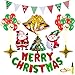 Christmas Decorations Balloon Kit 28 Pcs - Merry Christmas/Santa Claus/Xmas Tree/Snowman/Bell/Star Foil Balloon, Gold Sequin/Red Green Latex Balloon with Air Pump, Banner Gift for New Year Party Decor