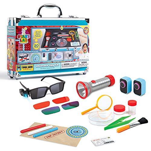 RYAN'S WORLD Toy Ultimate Spy Kit Briefcase with Flashlight, Spy Glasses, Invisible Ink, Fingerprint Powder, Secret Service Agent Gear, Kids STEM Science Detective Mystery Solving Set