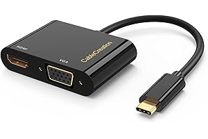 USB C to HDMI VGA Adapter, CableCreation Type C to VGA to USBC Compatible with Galaxy S23 Ultra, S22 Ultra, MacBook Pro 2020,