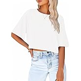 Ziztrends Women's Crop Tops Trendy 2026 Half Sleeve Crewneck Cropped Tee Shirts Summer Workout Tops