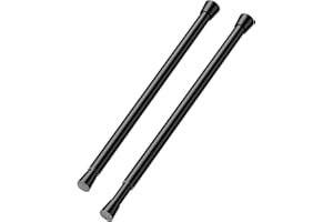 SISELBA 2 Pack Tension Curtain Rod 8 to 12 Inch, DIY Mini Spring Curtain Rods No Drill for Slim Window Cupboard Closet Sidelights, Black