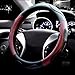 Valleycomfy Microfiber Leather Steering Wheel Covers Universal 15 inch (Style 3-Red)