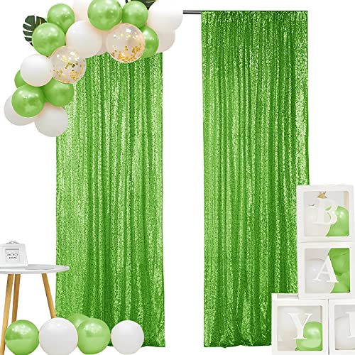 Hahuho Light Green Sequin Backdrop Curtain