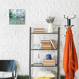 Wall Clock Flamingo Beach Decorative Haning Clock Silent Non Ticking Square Clock for Living Room Kitchen Bedroom 51y6hge8WuL