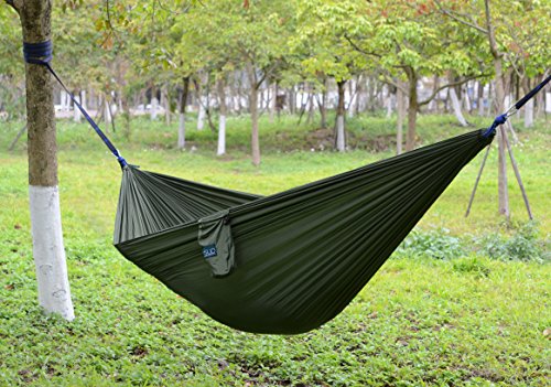 Esup XL Camping Hammock -Multifunctional Lightweight Nylon Portable Hammock, Best Parachute Hammock For Backpacking, Camping, Travel, Perfect Father's Day Gift (Army Green, 118"(L) x 78"(W)) - Thumbnail 5