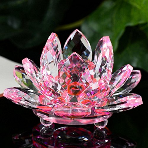 Hot Sale!!1PC Lotus Crystal Glass Collection Lotus Figure Paperweight (D)