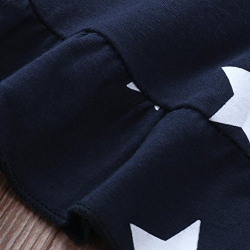 Minisoya Toddler Kids Baby Girls 4th of July Outfit Princess Beach Sundress Cute Bowknot Stars Striped Straps Dress (Blue, 24M)