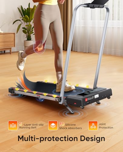 Walking Pad with Incline, RUNIMON 6 in 1 Folding Treadmill for Home & Office,7.5MPH Under Desk Treadmill,Portable Compact Treadmills with Handle,2 -LED Display,Remote&APP Control,No Installation