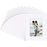 Schliersee 12 Packs 8x10 White Picture Mats for 5x7 Pictures, Photo Picture Mats with Core Bevel Cut for 5 by 7 Picture