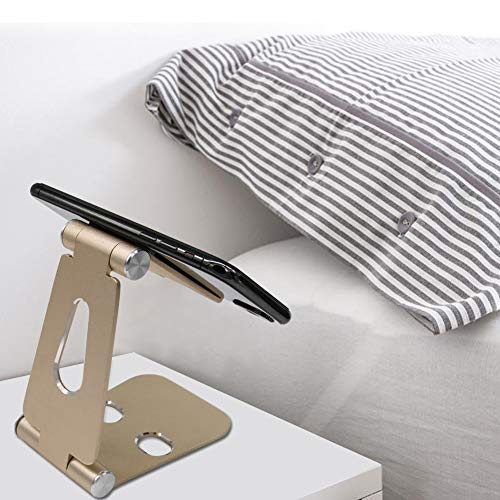 Desktop Cellphone Stands,Tablet Stand, Adjustable Foldable Multi-Angle Aluminum Desktop Phone Cradle Holder for Switch, Tablets 7-10 inch Charging and More [Upgraded Version], Gold - Thumbnail 5