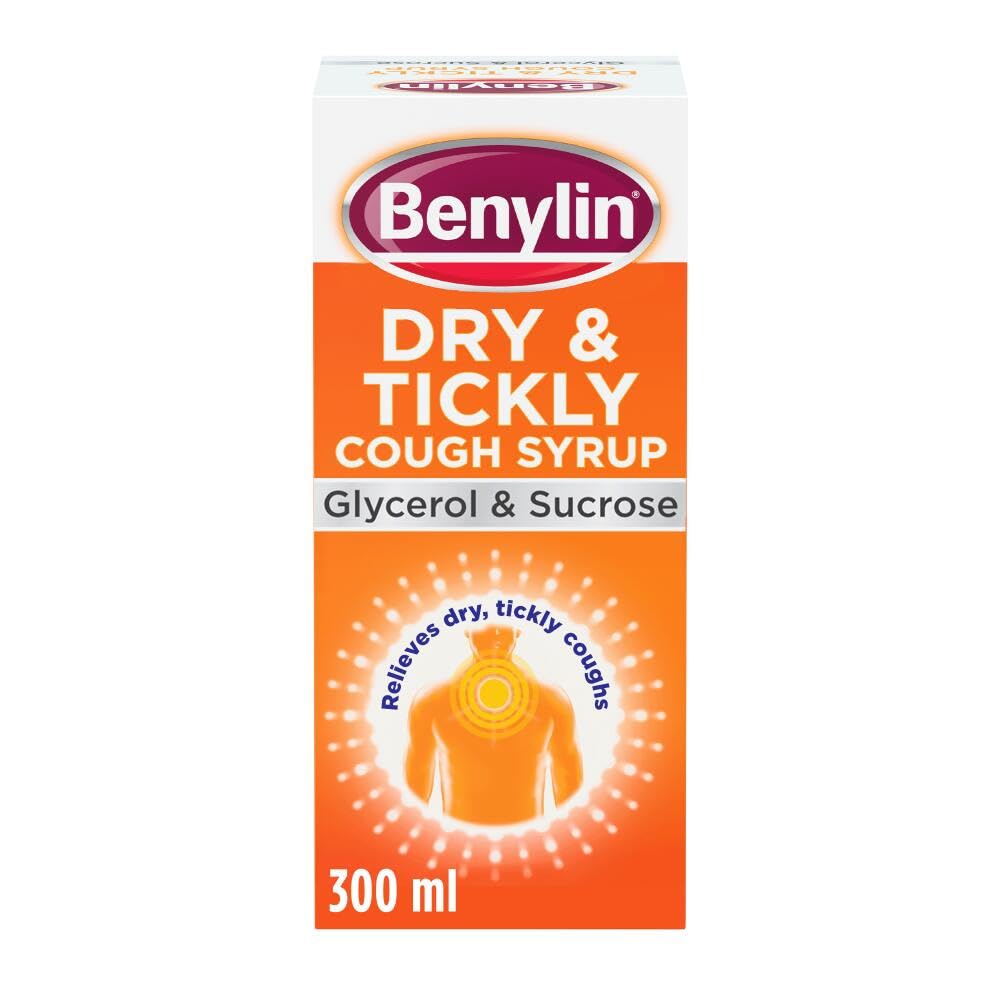 Benylin Dry & Tickly Cough Syrup - Targeted Relief for Your Cough - Cough Medicine for Adults & Children - 300 ml