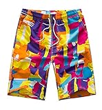 Men's Colorful Beach Shorts with Pockets Quick Dry Summer Colorful Boardshort Shorts Swim Trunks,XXXXL(Waist 36-38 inch),Color