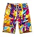 Men's Colorful Beach Shorts with Pockets Quick Dry Summer Colorful Boardshort Shorts Swim Trunks,XXXXL(Waist 36-38 inch),Color