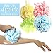 Bath Pouf Large Mesh & Lace Trim Shower Sponge Set of 4 Pack 60gr, Exfoliating Cleanse Soothe Skin Loofah Luffa Body puff Mesh Exfoliate Skin Lofah Body Scrubber Bath Pouf Bulk Men Women