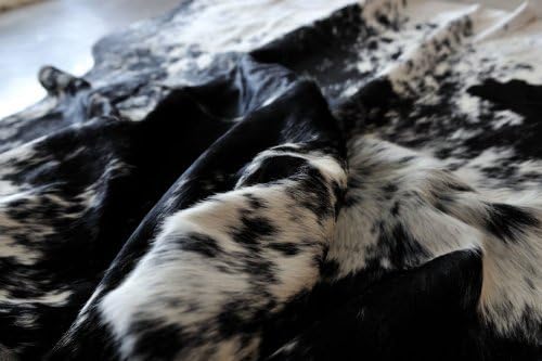 MILAN COWHIDE AREA RUG LEATHER SALT PEPPER BLACK WHITE 6' X 7'
