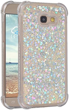 Galaxy A3 2017 Glitter Case, Moon mood Liquid Quicksand Clear Transparent Bling Sparkle Shiny Fluid Sequins Slim Shell for Samsung Galaxy A3 2017 SM-A320 A320F