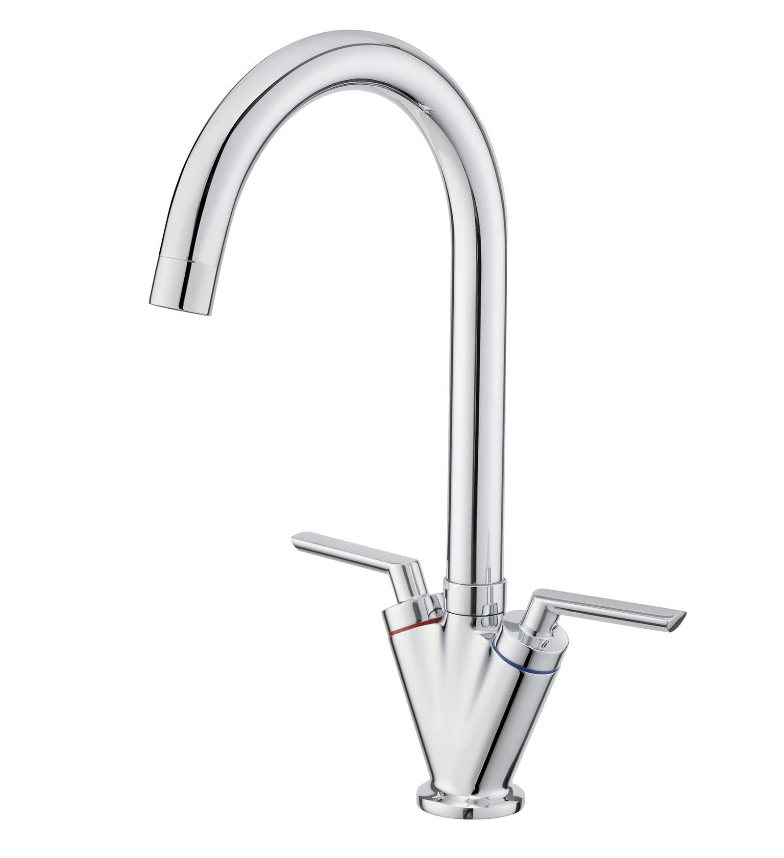 Bar Tap,BATHWEST Brass Kitchen Sink Tap,Dual Lever Chrome 360° Swivel Swan Neck Classic Kitchen Tap 1011A