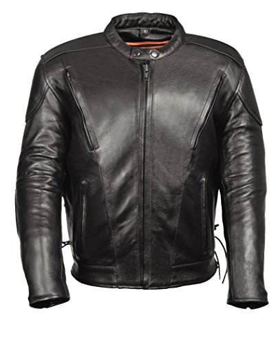 Milwaukee Men's Premium Leather Vented Scooter Jacket (Black, Small)