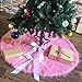 DOYOLLA Faux Fur Christmas Tree Skirt 48 inch Pink Xmas Tree Skirt Holiday Decorations Pet Favors