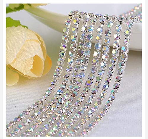 Art&Beauty 11 Yard Crystal Rhinestone Close Chain Trim Sewing Craft 2.8mm AB Color (AB)