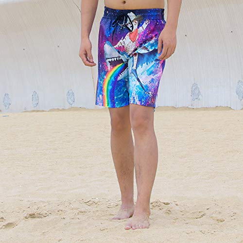 Loveternal Guy Swim Trunks Summer Anime Board Shorts Cool 3D Print Graphic Swimming Trunks Fun Animal Beach Shorts Cat Graphic Fish Swim Trunks with Pockets Rainbow Shorts for Men M - Thumbnail 6