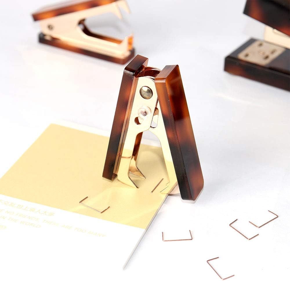 Multibey Mini Staples Remover Tool Gold Metal Jaws Staple Removal Puller Office Desk Accessories School Stationery, Tortoise : Office Products