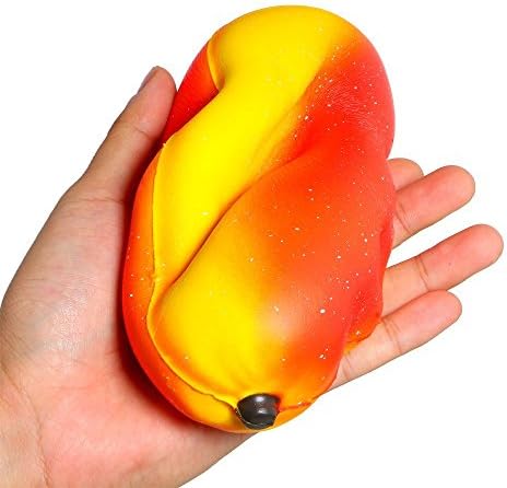 SIXONE Jumbo Slow Rising Squishy Toy Kawaii Fruit Squishies Mango Charms Party Favors Supplies Cream Scented Stress Relief Play Toy for Kids Adults Gift