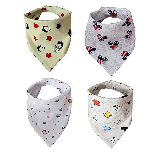 Comfy Care Baby Bandana Bibs for Drooling and Teething, Unisex 4 Pack Gift Set for Boys &Girls, Absorbent Organic Cotton for Cute Baby