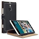 Nokia Lumia 1520 Low Profile Faux Leather Wallet Case with Viewing Stand - By Covert (Black)