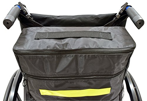 Secure WBP-1B Wheelchair Storage Backpack Bag with Multiple Pockets and Nighttime Safety Reflector, Black (13" x 12.5"x 3")