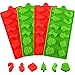4 Pieces Christmas Silicone Chocolate Molds Set Non Stick Candy Molds Cookies Baking Trays with Christmas Elements Shapes （Red, Light Green）