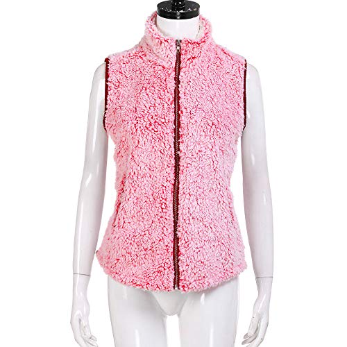 YOMXL Women Zip Up Faux Fur Fleece Vest Winter Warm Sleeveless Winter Warm Jacket Stand Collar Padded Puffer Vest