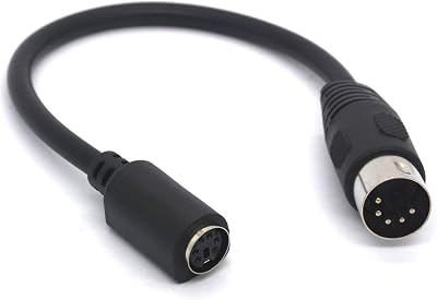OpenII 5 Pin DIN to PS/2 Adapter Cable Male MIDI to Mini Din Female AT Keyboard