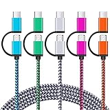 USB Type C Cable 5Pack 6Ft USB C 2 in 1 Cable [ Micro USB & Type C ] Nylon Braided Fast Charger Cord Type A to C Wire for Samsung Galaxy S9 Note 8 S8 Plus, LG V35 V30 V20 G7 G6 G5,Google Pixel 2 XL