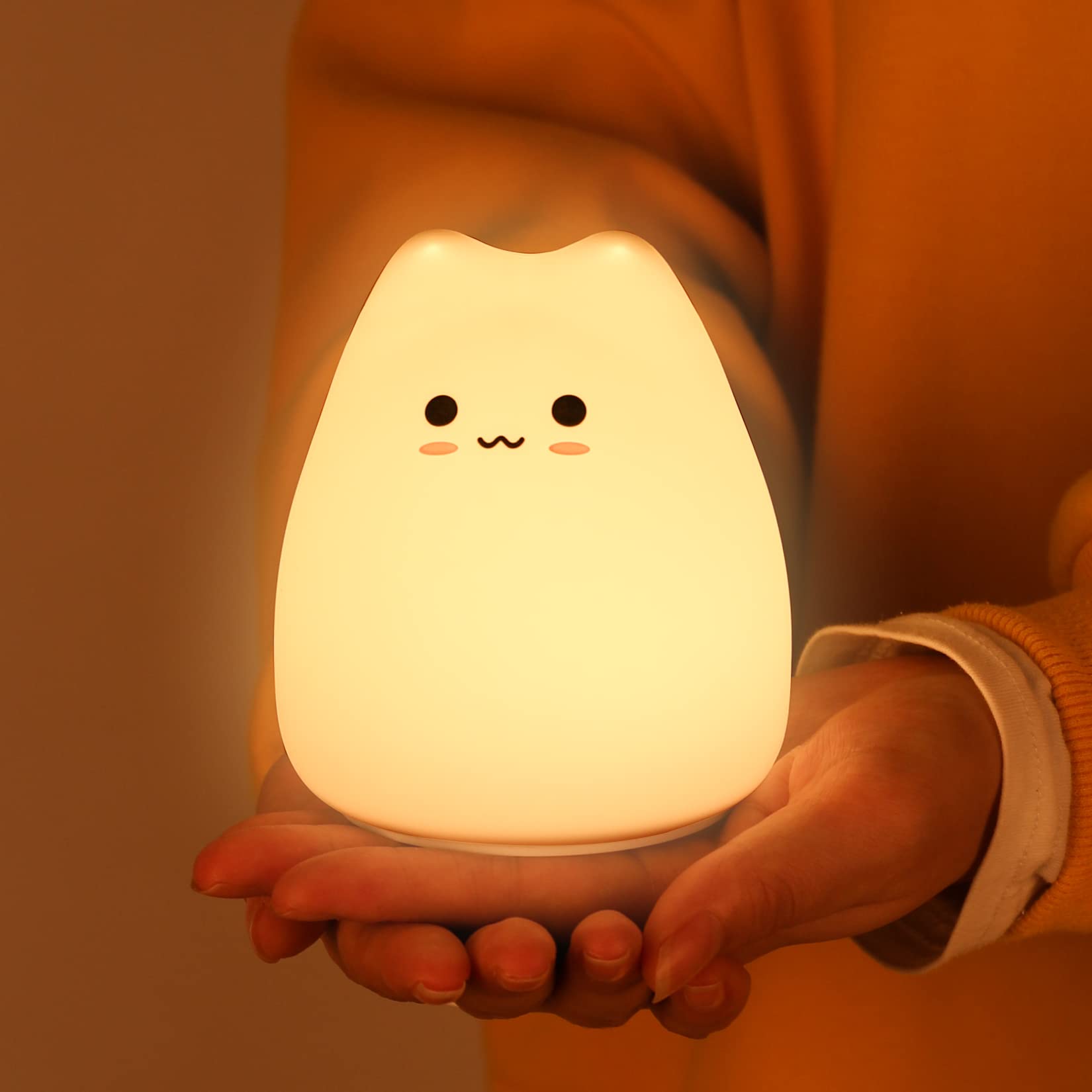 Photo 1 of ZKLiLi Cat Night Light for Kids,Cute Night Lamp for Nursery,Squishy Silicone Cat Touch Lights Portable, Gift for Birthday and Christmas for Kids Baby Children