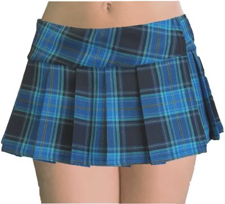 Blue Schoolgirl Tartan Plaid Pleated Micro Mini Skirt Seacliff