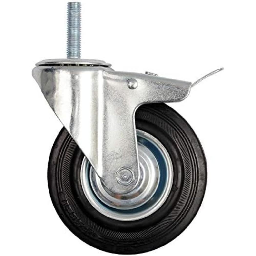 Vorel 87332 Double Threaded Shank Revolving Wheel – 100 mm Brake Rubber Black