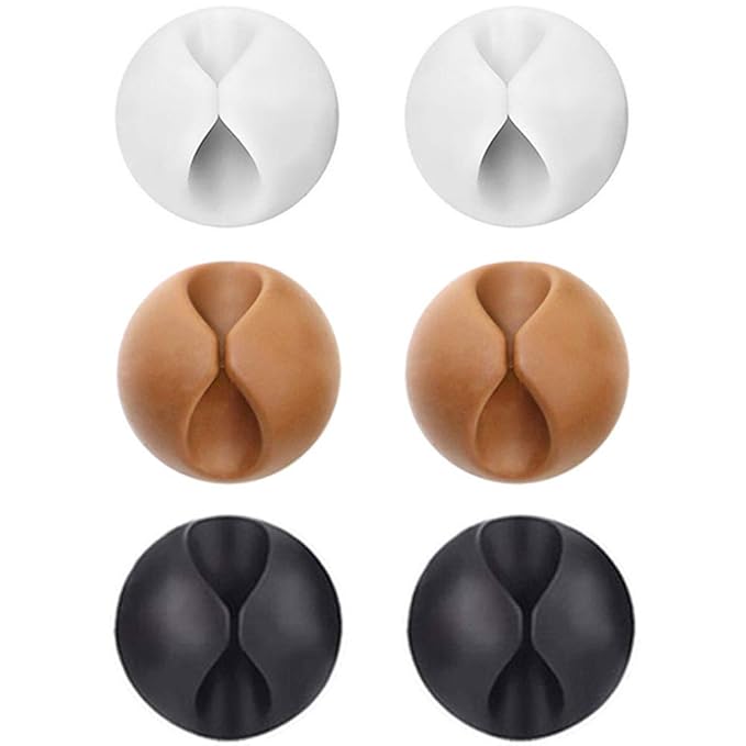 U-horizon 6 Pack Clips de Cable, Organizador Cable para TV PC Laptop Cargador o Ratón Hogar Oficina