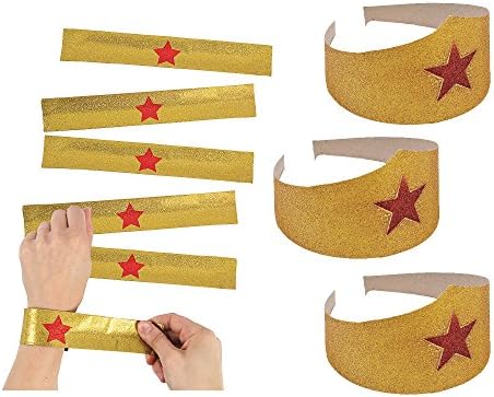 Wonder Women Party Superhero Pack -24 pcs - 12 Tiaras - 12 Slap bracelets