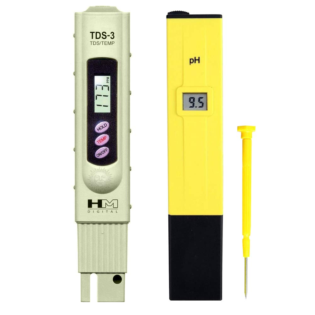 Digital PH and TDS Meter Set by SunGrow - Highly accurate readings - Lightweight, portable & Easy to read LCD screen: Monitor hydroponics, aquarium, fruit, tap water, pool water - Batteries included