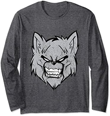 Unisex Badass Wolf Beast Long Sleeve Shirt For The Gym Tee 2XL Dark Heather