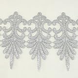 Silver metallic lace trim metallic ribbon trim by the yard for fabric Millinery accent motif scrapbooking card making lace decoration baby headband hair accessories dress accessories Bridal beaded trim by Annielov trim #273