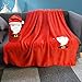 JTX Flannel Fleece Throw Blanket for Couch All Season Super Soft Cozy Microfiber Cute Lightweight Blanket Solid Traveling Warm Blanket Gifts for Christmas Living Room Bedroom (Santa)